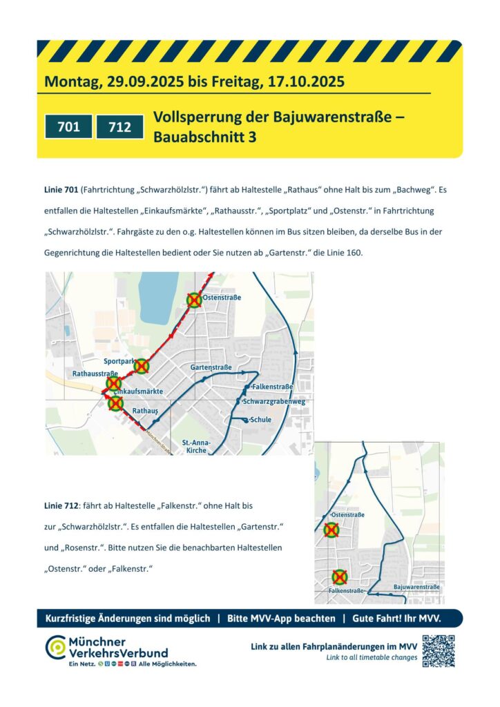 Buslinienplan während des 3. Bauabschnitts.